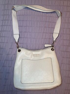 Guess white logo handbag